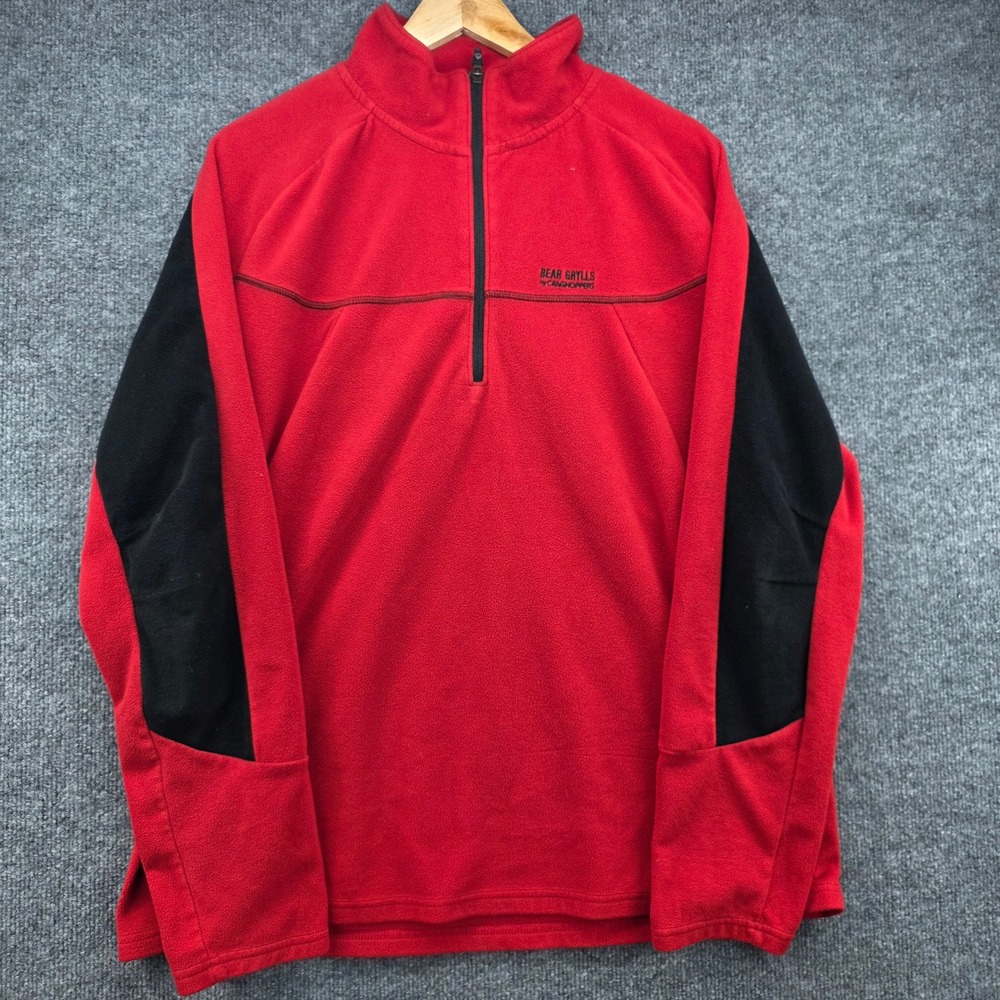 Bear Grylls by Craghoppers Mens Red Black Quarter Zip Fleece Pullover‎ UK XXL